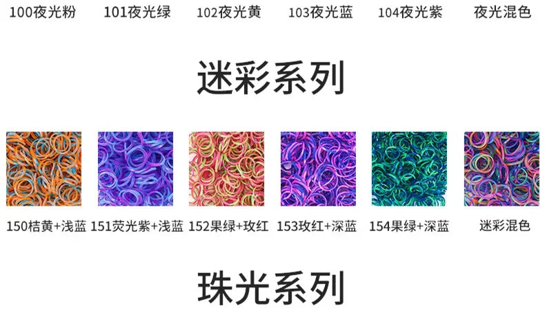 15,000pcs Rainbow Luminous Rubber Bands Loom Kit – DIY Bracelet Making Set for Kids