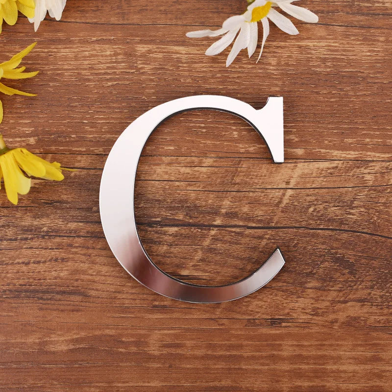 3D Acrylic Mirror Alphabet & House Number Wall Stickers – Decorative DIY Letters and Numbers