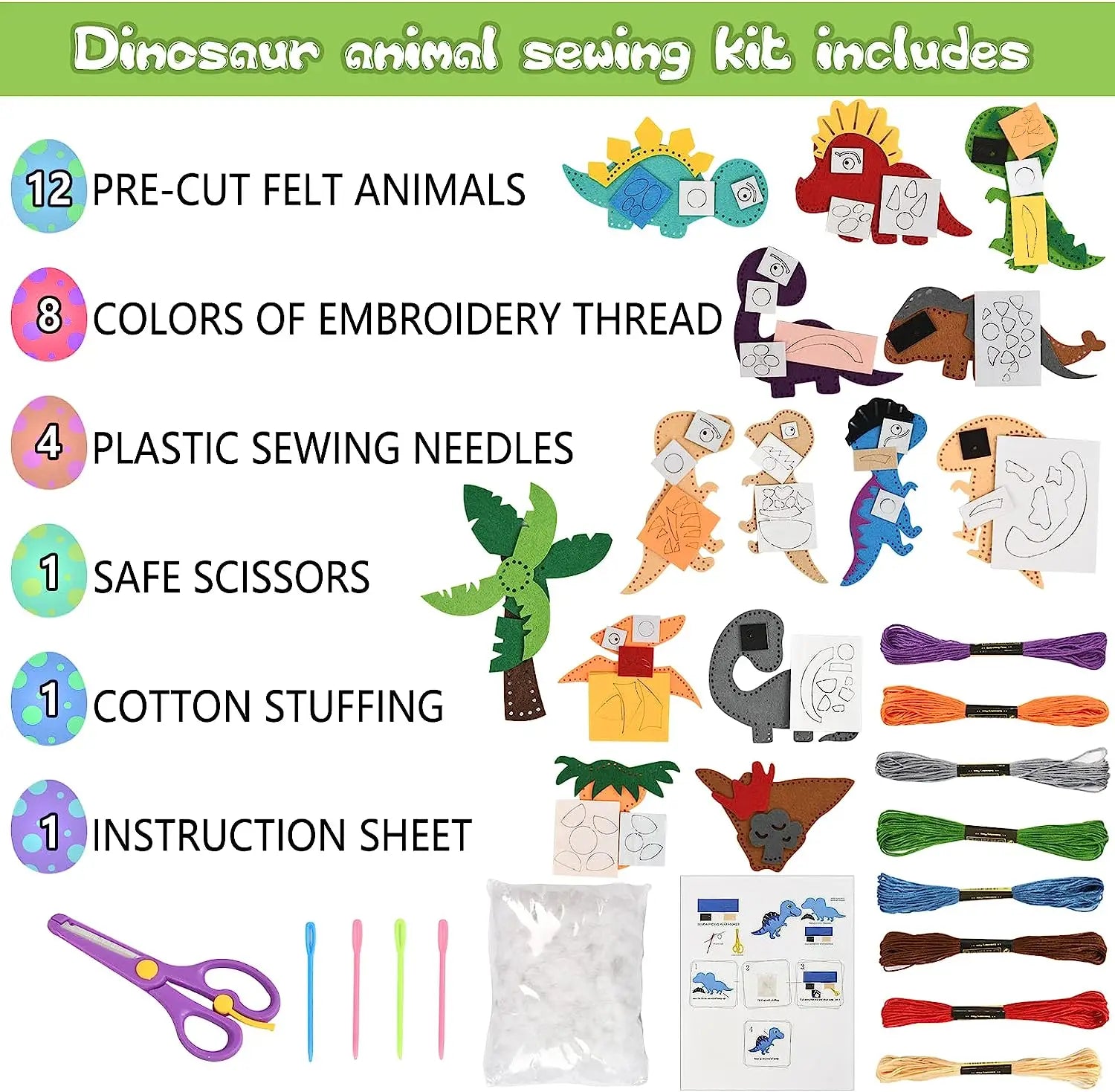 Woodland Animals Craft Kit – DIY Sewing Felt Plush Forest Creatures for Kids Beginners – Educational Arts and Crafts Set with Pre-Cut Felt and Instructions
