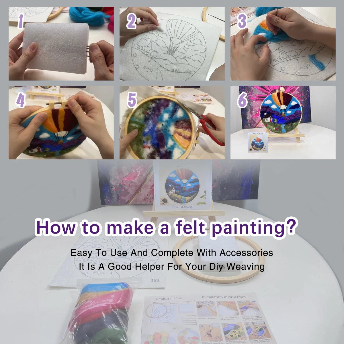 1 Pack Halloween Old Man Wool Felt Painting Needle Felt Starter Kits Adults Diy Crafts Home Decoration