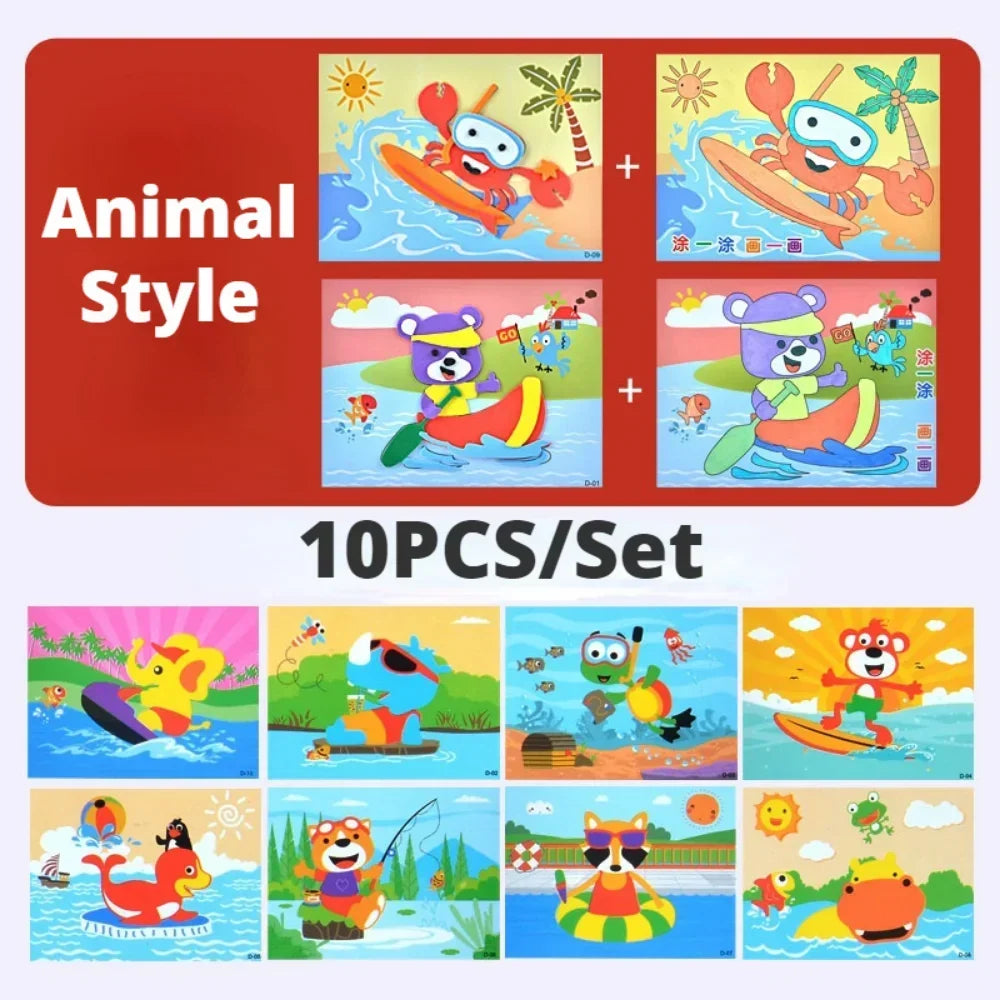 10pcs 3D EVA Foam Sticker Puzzle Craft Set for Kids