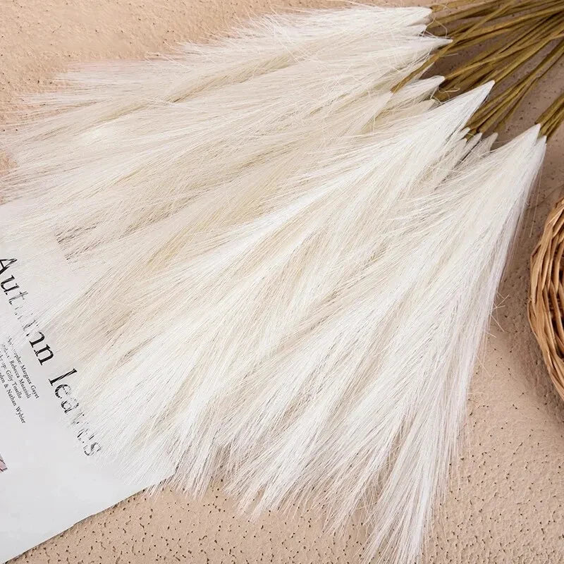 10pcs Artificial Reed Bouquet – Bohemian Pampas Grass Style Imitation Flowers for Home Décor, Wedding, and Christmas Decorations