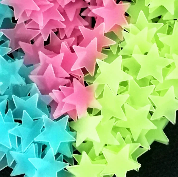 50/1000pcs Glow in the Dark Stars – 3D Fluorescent Wall Stickers for Kids Room & Ceiling Decor