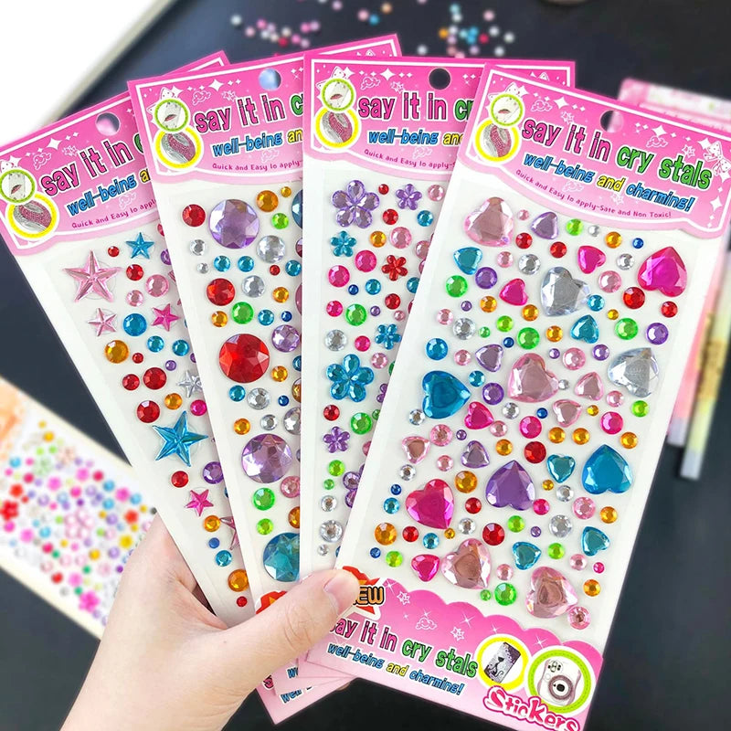 109-430+pcs Bling Gem Stickers Rhinestone Self Adhesive Jewel Sticker Children Kids Girl Craft Makeup DIY Eye Nail Assorted Size