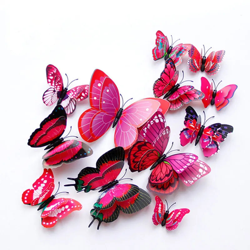 12pcs 3D Double Layer Butterfly Wall Stickers – DIY Magnetic Wall Art for Living Room, Kids Room & Wedding Decor