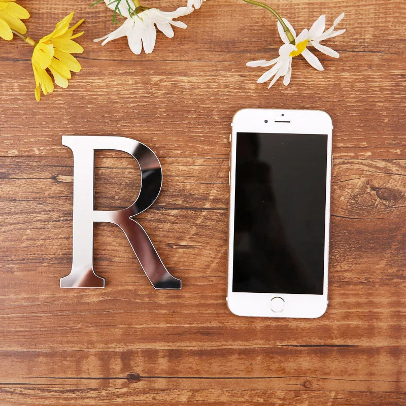 3D Acrylic Mirror Alphabet & House Number Wall Stickers – Decorative DIY Letters and Numbers