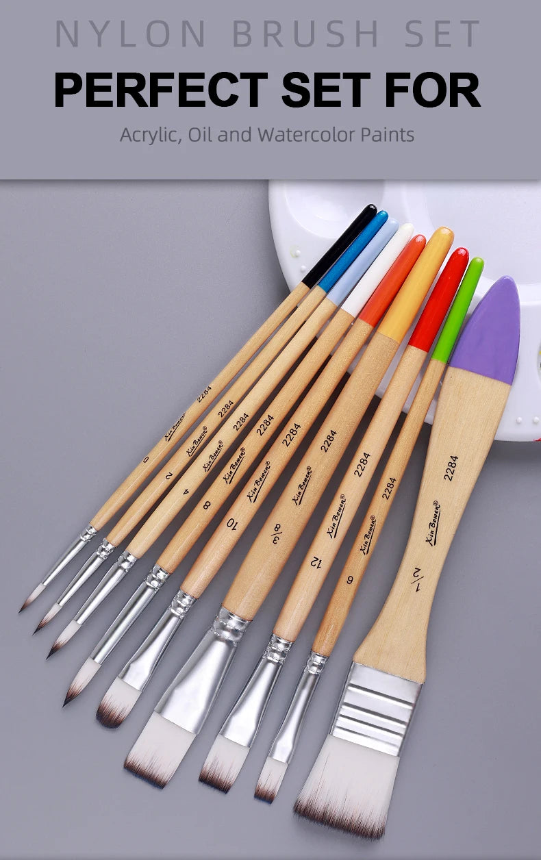 Nylon Paint Brush Set – Art Supplies for Beginners and Professionals, Ideal for Watercolor, Acrylic, and Oil Painting