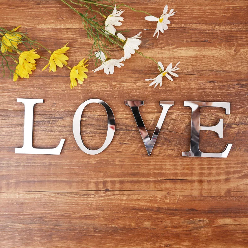 3D Acrylic Mirror Alphabet & House Number Wall Stickers – Decorative DIY Letters and Numbers