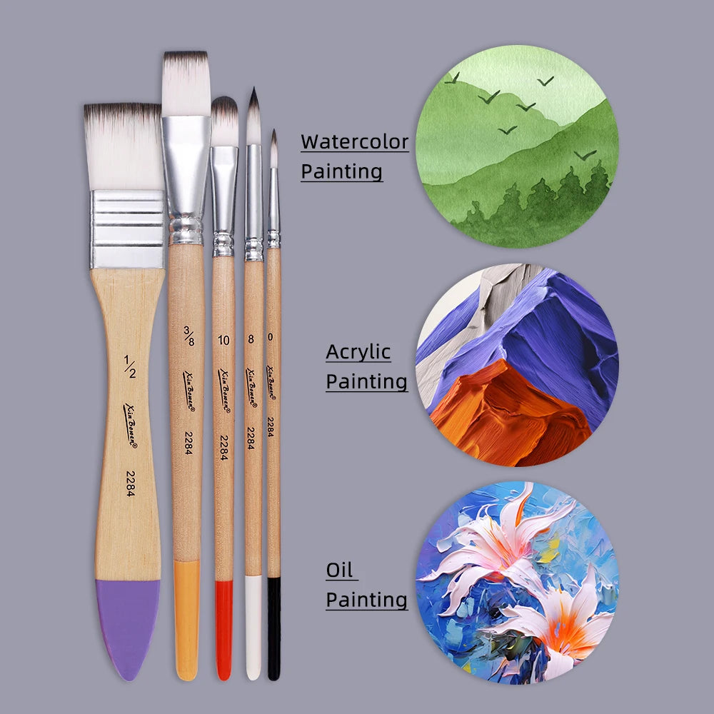 Nylon Paint Brush Set – Art Supplies for Beginners and Professionals, Ideal for Watercolor, Acrylic, and Oil Painting