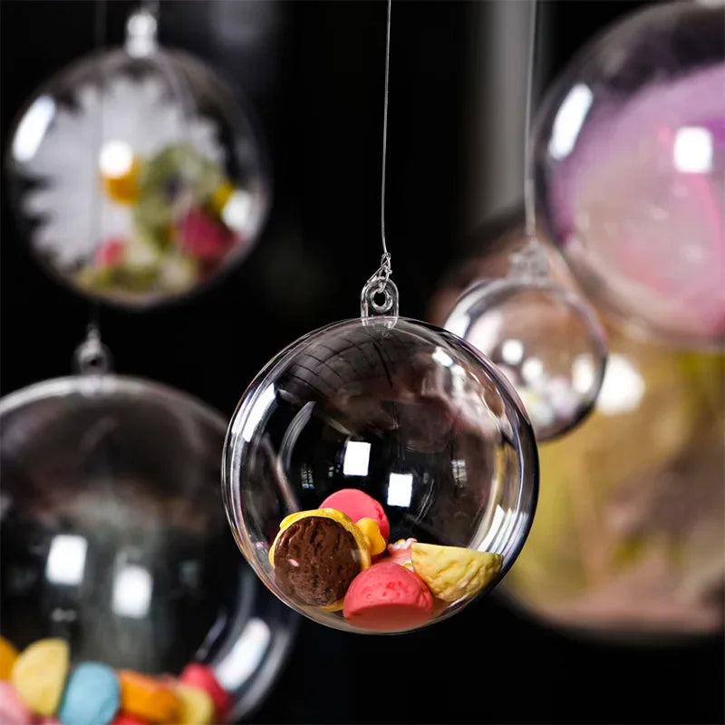 Wholesale Transparent DIY Plastic Ball Ornaments – Fillable Hanging Decoration for Christmas Tree, Wedding & Party Gifts