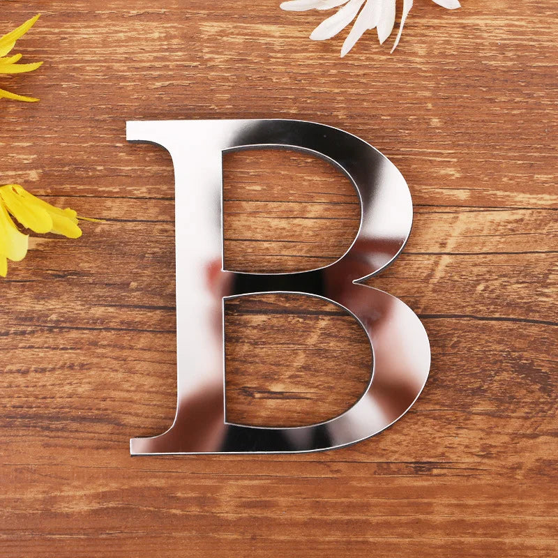 3D Acrylic Mirror Alphabet & House Number Wall Stickers – Decorative DIY Letters and Numbers