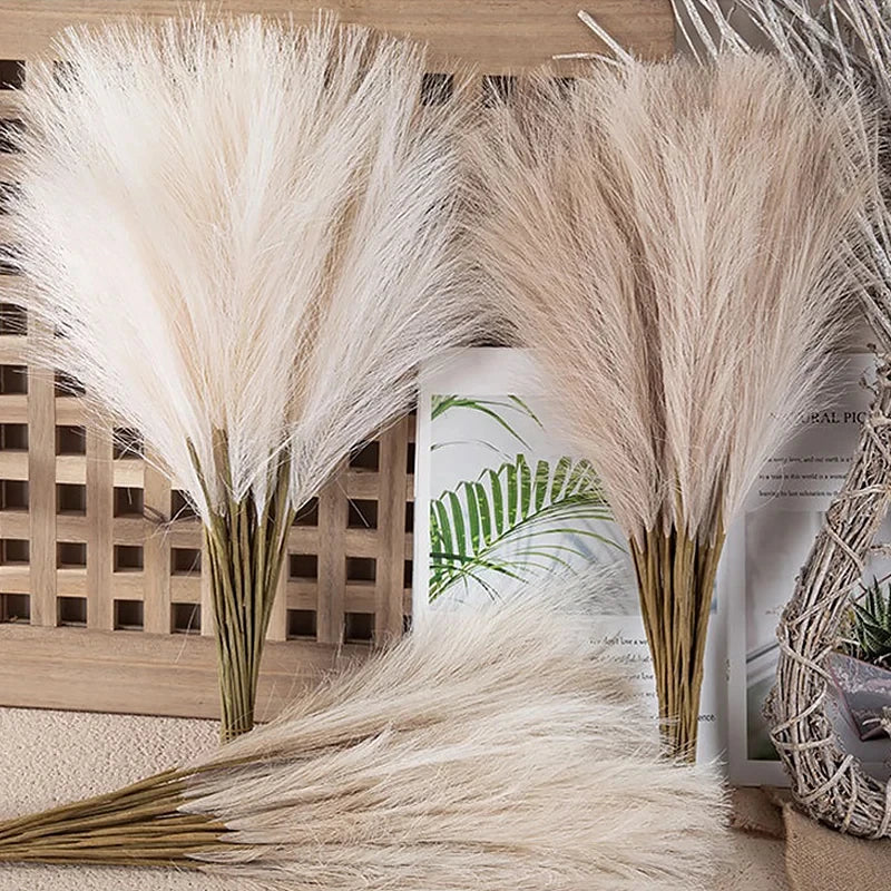 10pcs Artificial Reed Bouquet – Bohemian Pampas Grass Style Imitation Flowers for Home Décor, Wedding, and Christmas Decorations