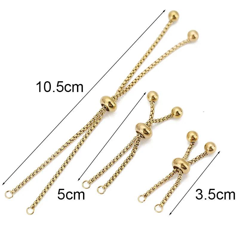 2pcs PVD Never Fade Stainless Steel Extended Chain Adjustable Extension Extender Chain With Rubber Beads For DIY Jewelry Making
