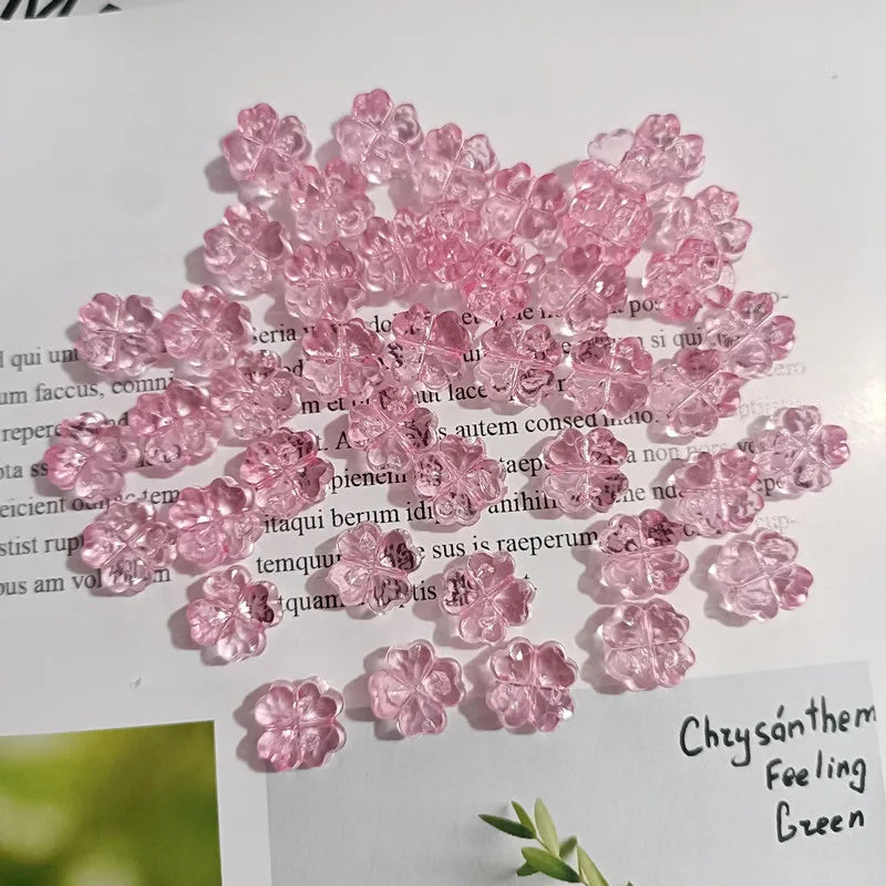 32pcs Transparent Clover & Flower Charms – Flat Resin Pendants for DIY Jewelry Making Accessories & Craft Supplies