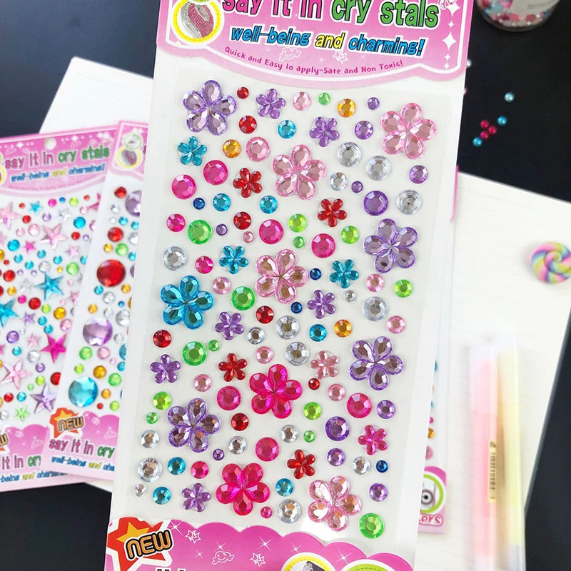109-430+pcs Bling Gem Stickers Rhinestone Self Adhesive Jewel Sticker Children Kids Girl Craft Makeup DIY Eye Nail Assorted Size