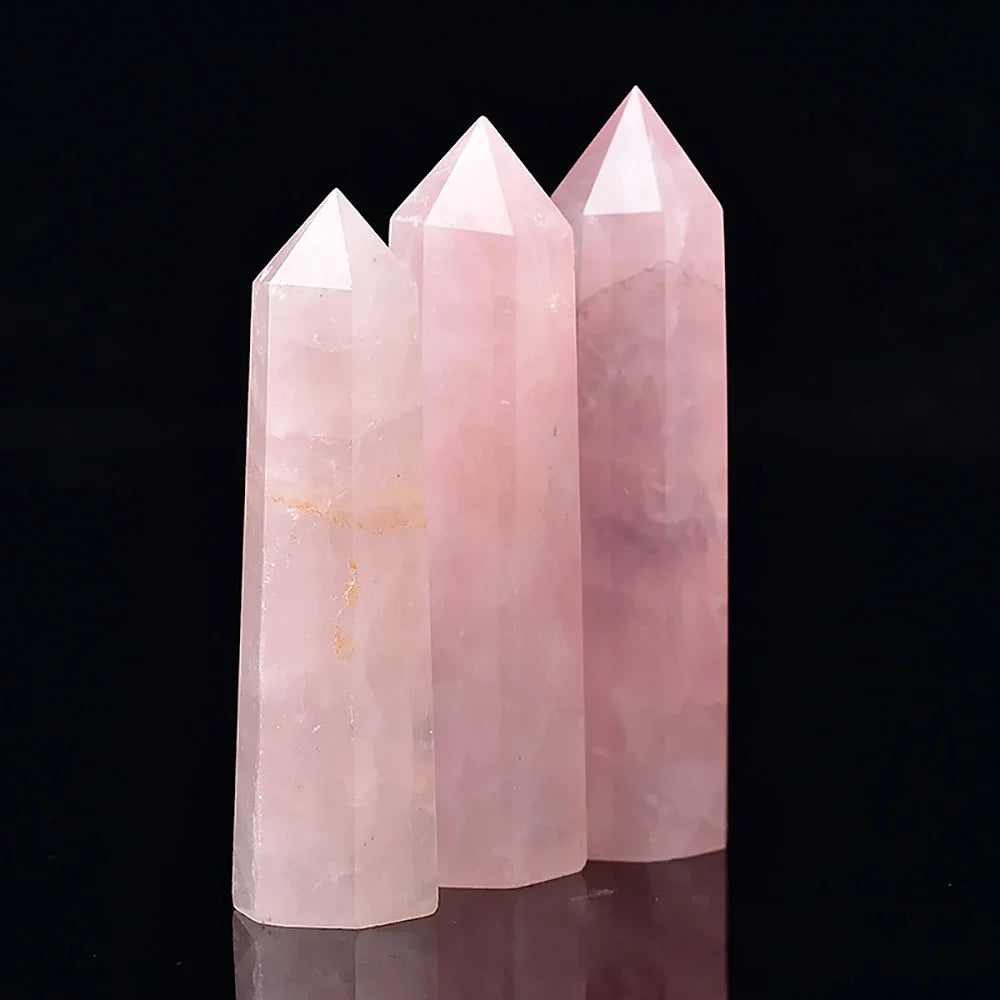 Natural Crystal Point Wand – Rose Quartz, Amethyst & Healing Stones for Witchcraft, Meditation, and Home Decoration