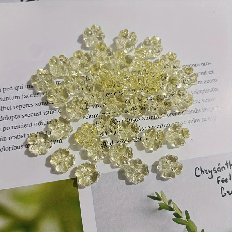 32pcs Transparent Clover & Flower Charms – Flat Resin Pendants for DIY Jewelry Making Accessories & Craft Supplies
