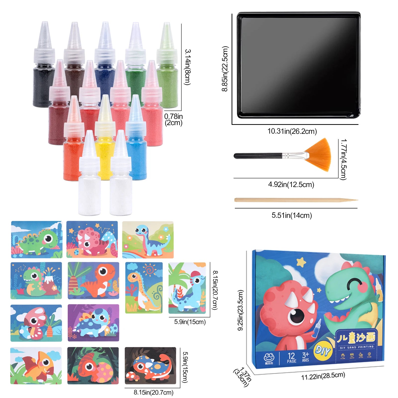 Sand Art Kit for Kids – 12 Princess Sand Painting Cards with 14 Colors – DIY Montessori Crafts, Educational Toys & Creative Gifts for Girls and Boys Ages 4–10