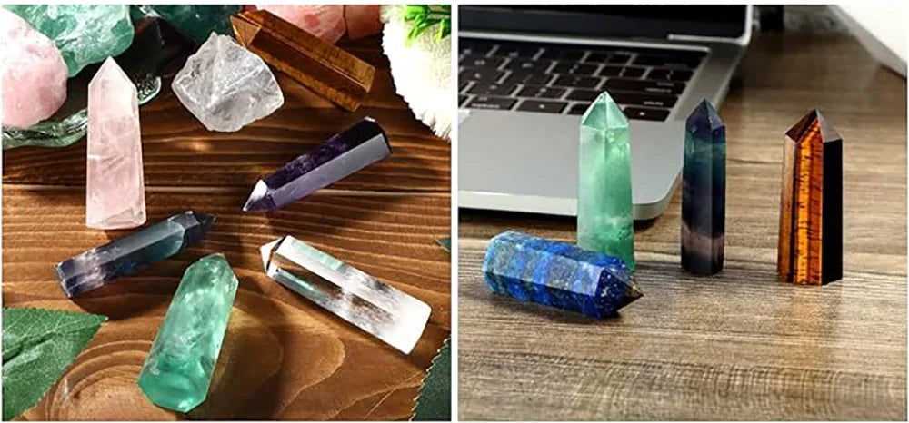 Natural Crystal Point Wand – Rose Quartz, Amethyst & Healing Stones for Witchcraft, Meditation, and Home Decoration