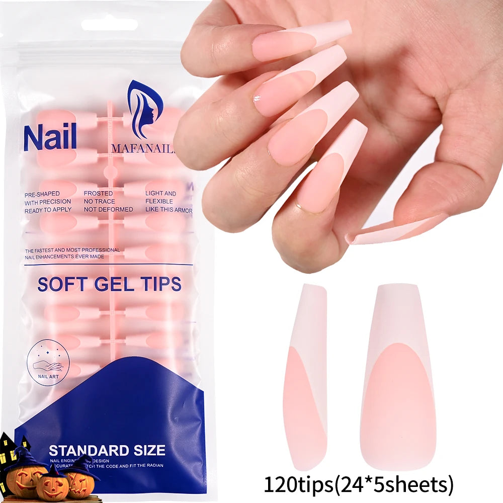 240/120pcs Colorful French Short Square Press-On Nails – Full Cover Ballerina Fake Nail Tips