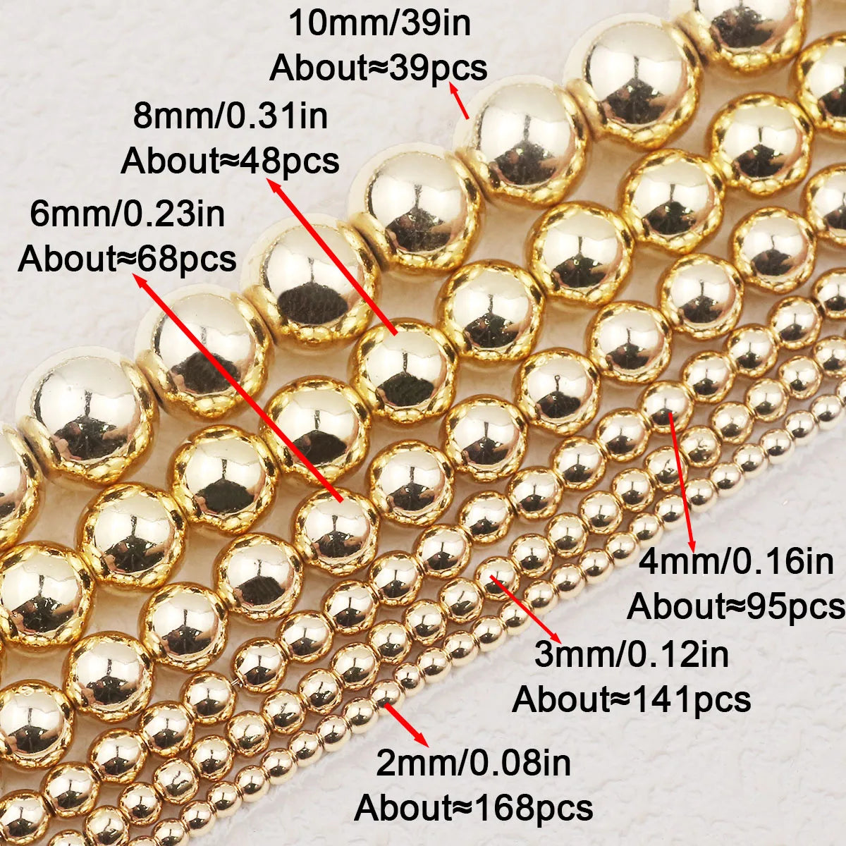 Golden Hematite Round Spacer Beads – Loose Beads for DIY Bracelets, Necklaces, and Jewelry Making