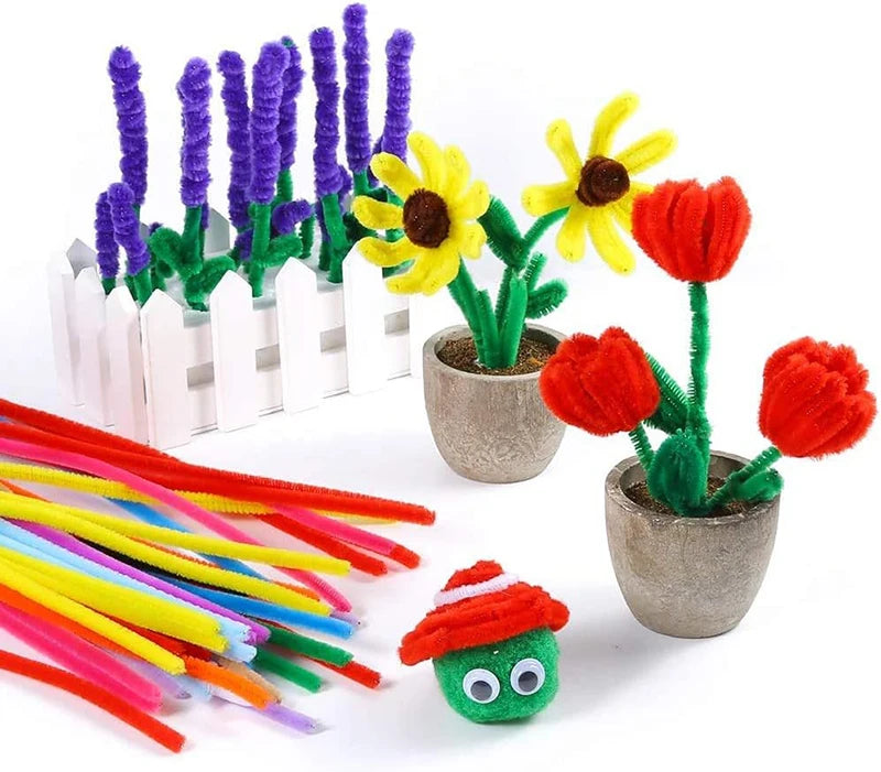 300pcs Kids Art & Craft Supplies Set – Pipe Cleaners, Pompoms & Self-Adhesive Wiggle Eyes – DIY Activities, Classroom Projects & Party Crafts
