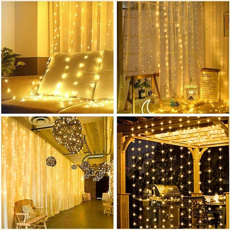3M LED Curtain String Lights – USB Fairy Lights with 8 Modes for Holiday, Wedding, Party & Home Decor
