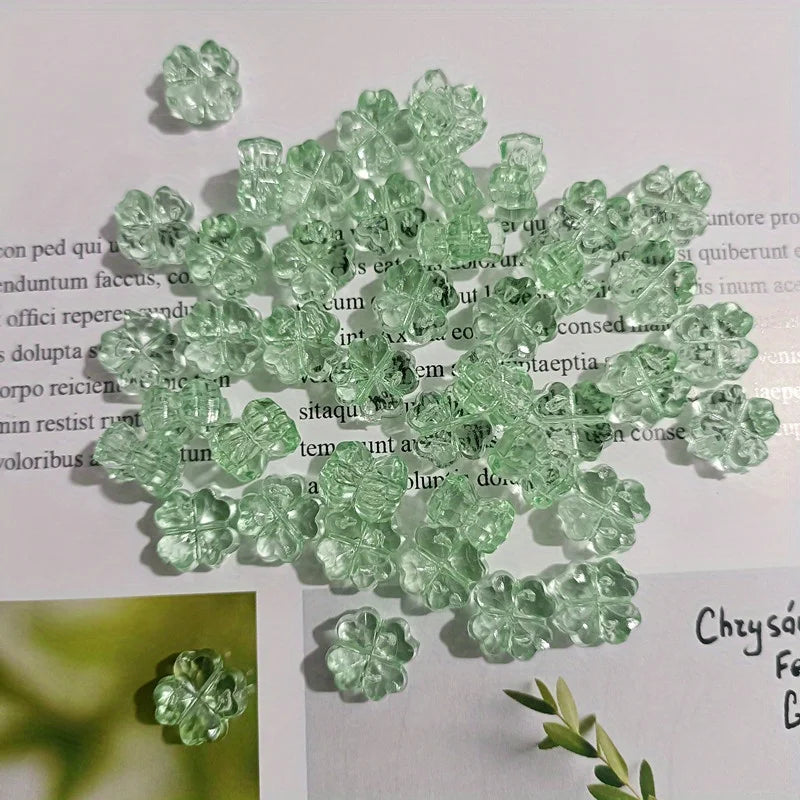 32pcs Transparent Clover & Flower Charms – Flat Resin Pendants for DIY Jewelry Making Accessories & Craft Supplies
