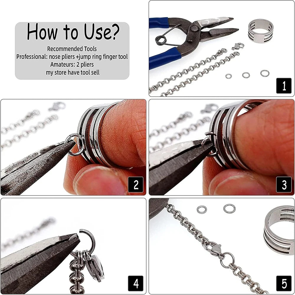 1010-Piece Stainless Steel Jump Ring Set – O Ring Connectors for Jewelry Making and DIY Crafts