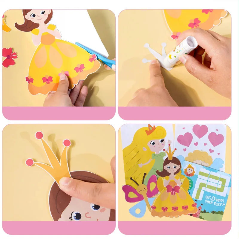 Children Paper-Cutting Book – Cartoon Fun DIY Craft Kit for Kids – Kindergarten Handmade Puzzle & Creative Learning Gift