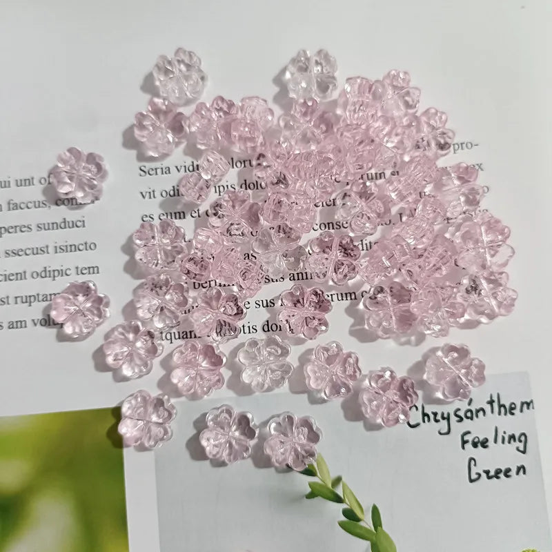 32pcs Transparent Clover & Flower Charms – Flat Resin Pendants for DIY Jewelry Making Accessories & Craft Supplies