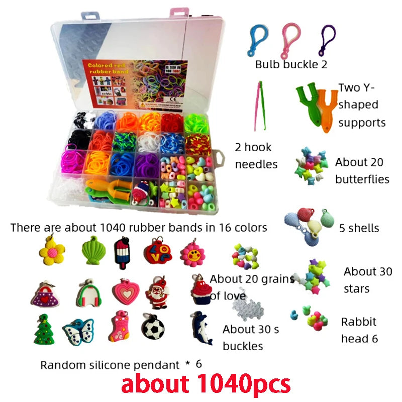 Colorful Loom Bands Set – 600-1500pcs DIY Bracelet Making Kit