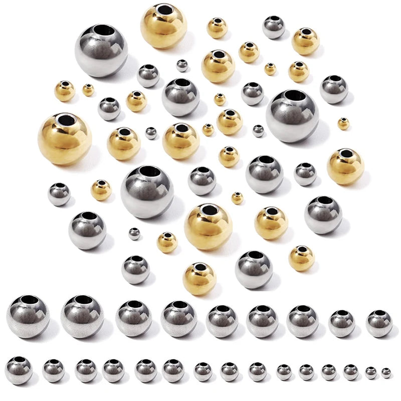 2–10mm Stainless Steel Spacer Beads – High-Quality Loose Beads for DIY Bracelets, Necklaces, and Jewelry Making