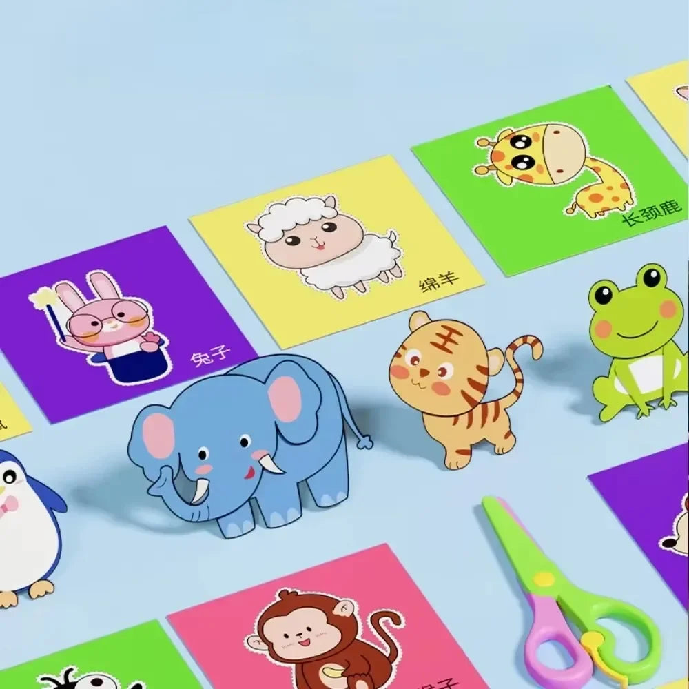 100PCS Handmade Paper Cut Book – Kids DIY Cartoon Scrapbooking & Craft Kit
