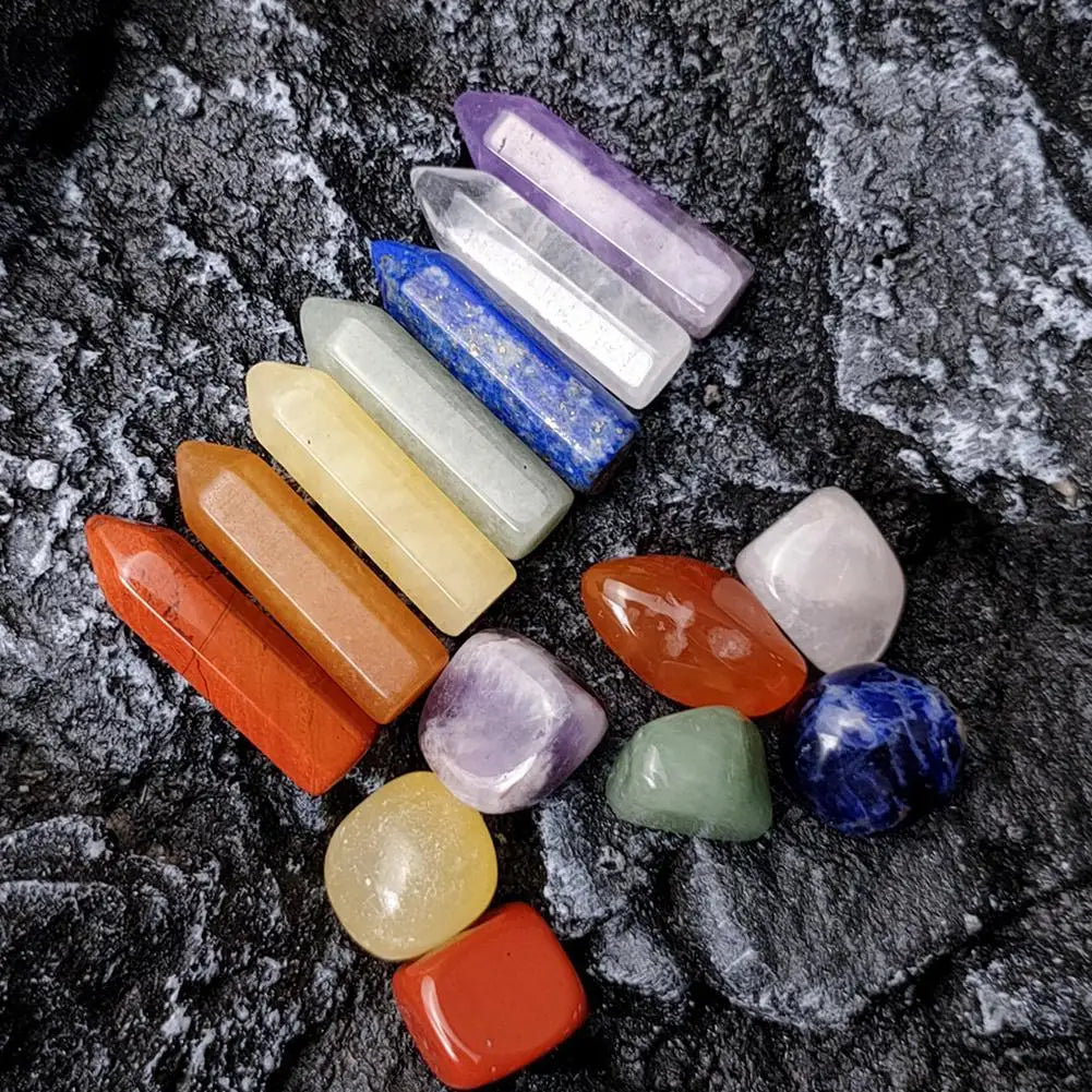 Natural Crystal Healing Stone Set – Chakra Balancing Gemstones in Gift Box – High-Quality Mineral Ornaments for Home, Meditation & Decor (14/10/8/7 PCS)