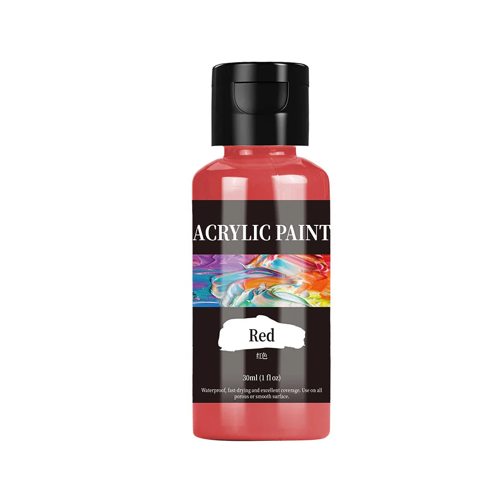 24-Color Acrylic Paint Set – 30ml Bottles for Fabric, Leather, Clothing, and DIY Craft Painting