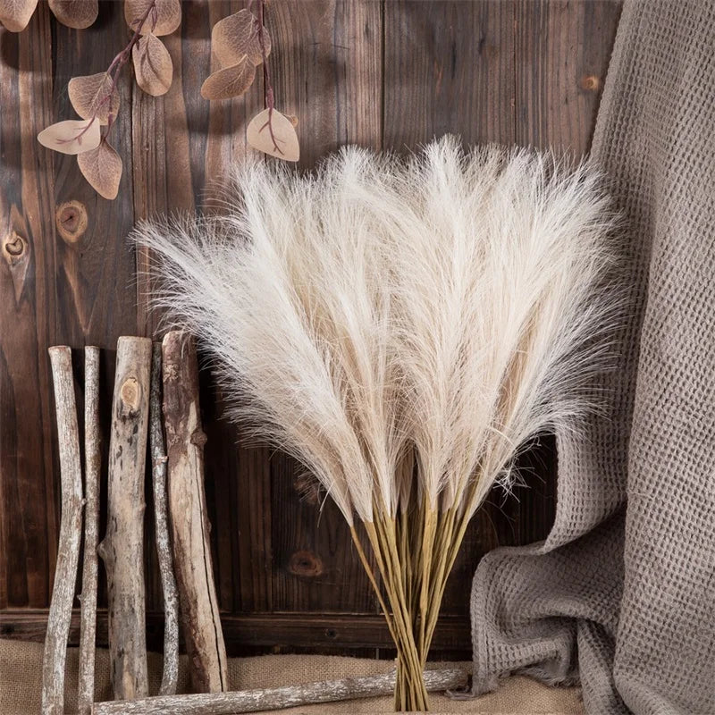 10pcs Artificial Reed Bouquet – Bohemian Pampas Grass Style Imitation Flowers for Home Décor, Wedding, and Christmas Decorations