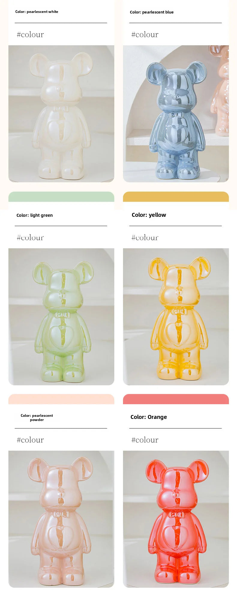 17/27/cm Aesthetic Bear brick Ceramic Staute Teddy Bear decor action figure Sculptures Ornament for room Home Decoration Crafts