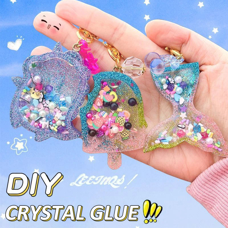 Kids DIY Crystal Glue Key chain Art Craft Set for Girls birthday Gift