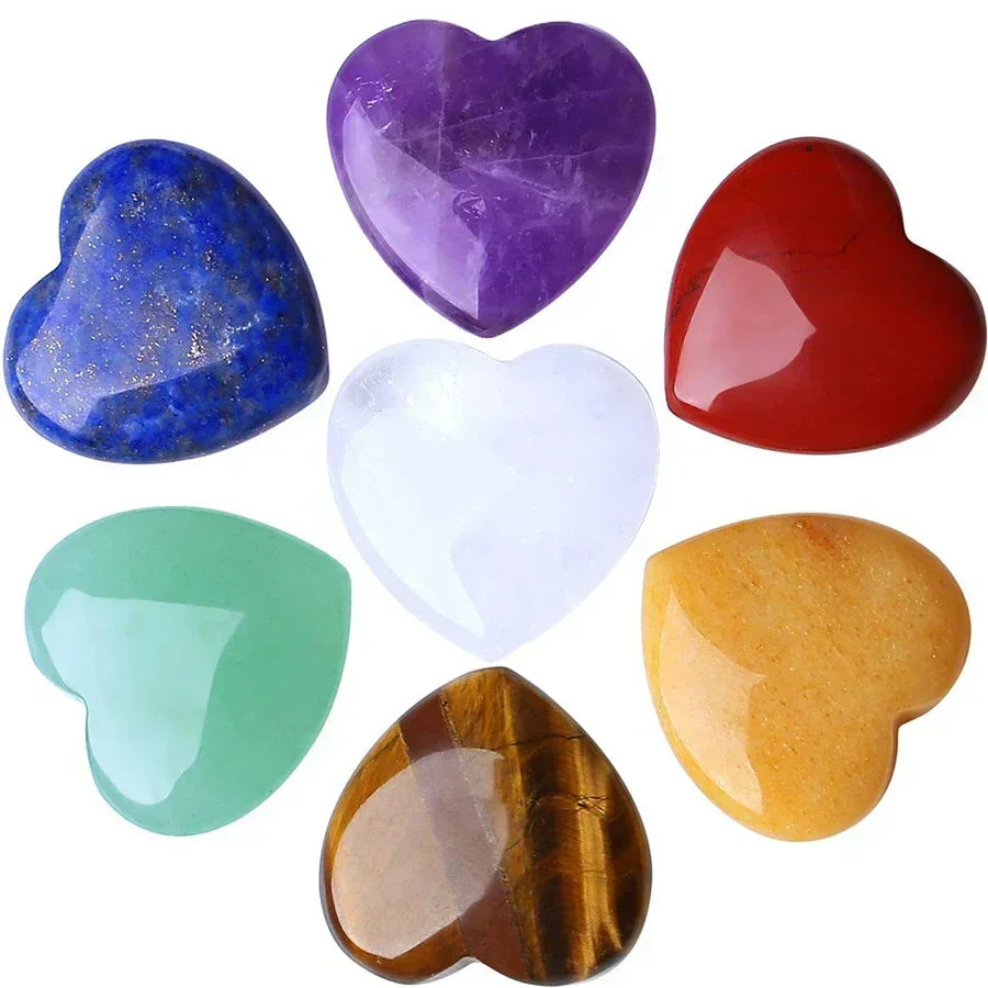 10/20/30PCS Heart Shape Natural Crystal Stones – Amethyst, Agate, Mineral Healing Specimens