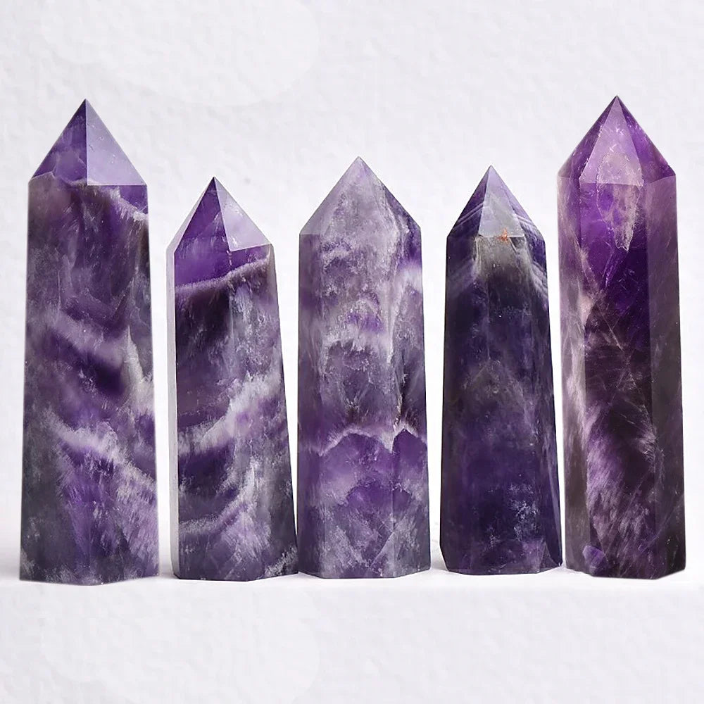 Natural Crystal Point Wand – Rose Quartz, Amethyst & Healing Stones for Witchcraft, Meditation, and Home Decoration