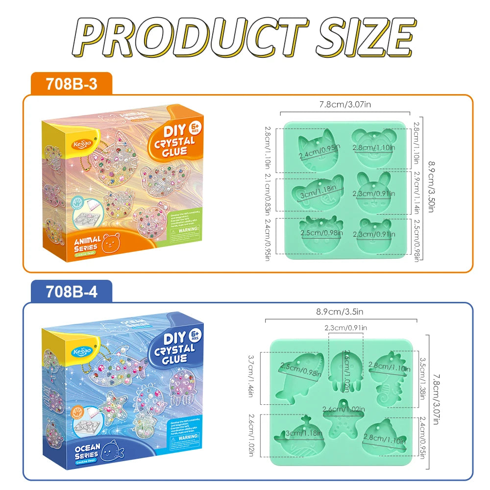 Kids DIY Crystal Glue Key chain Art Craft Set for Girls birthday Gift