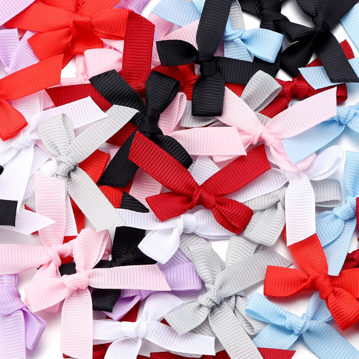 50pcs Satin Ribbon Bows – Colorful Polyester Handmade Bows for DIY Sewing, Crafts, Gift Wrapping, Bouquets, and Party Decorations