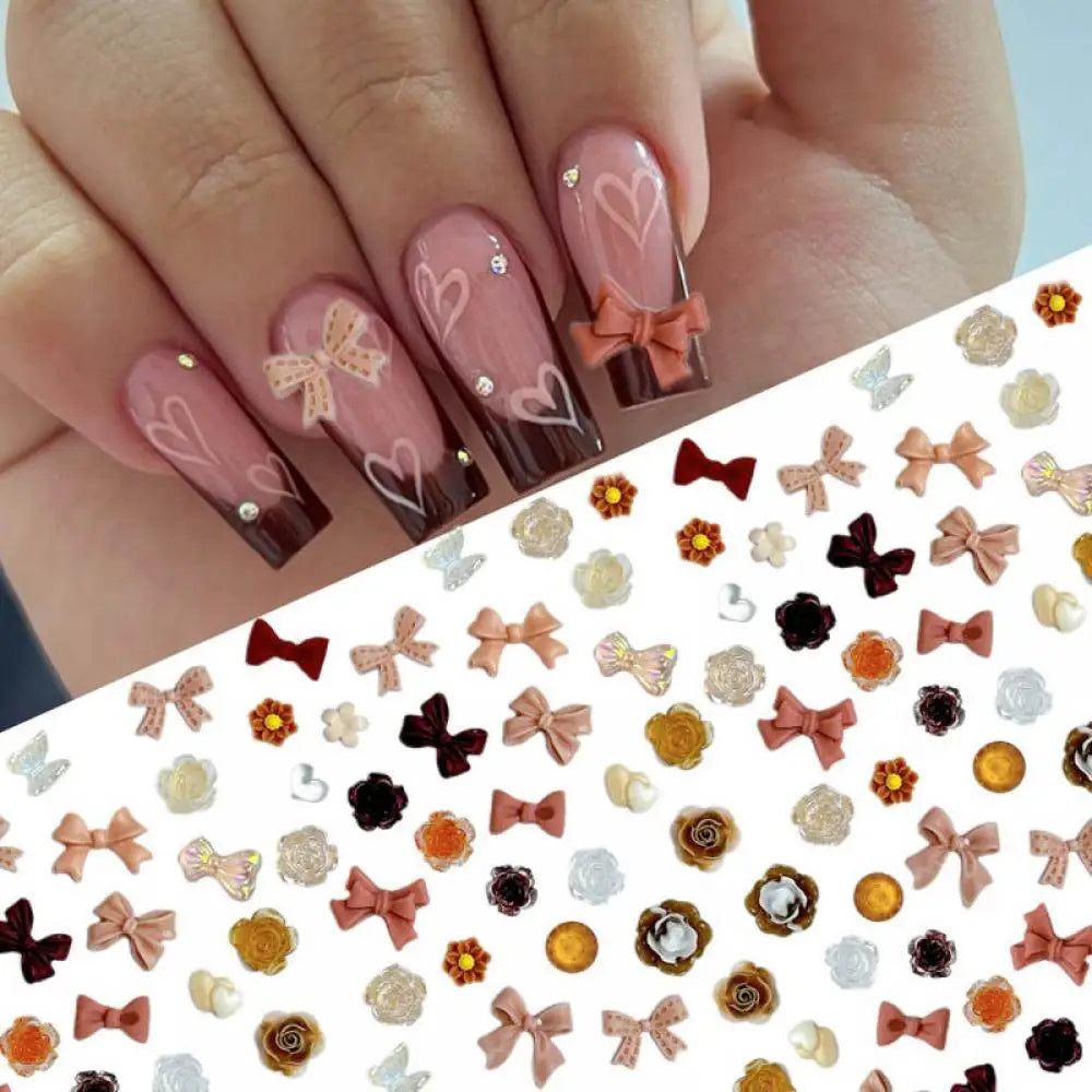 50-Piece Mixed Resin Nail Charms – Bow, Heart, Flower, Star, Cookie & Fruit Decorations for DIY Nail Art