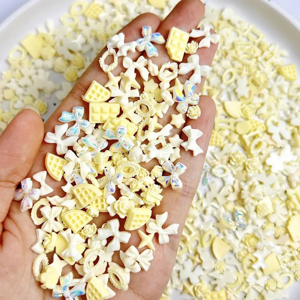 50-Piece Mixed Resin Nail Charms – Bow, Heart, Flower, Star, Cookie & Fruit Decorations for DIY Nail Art