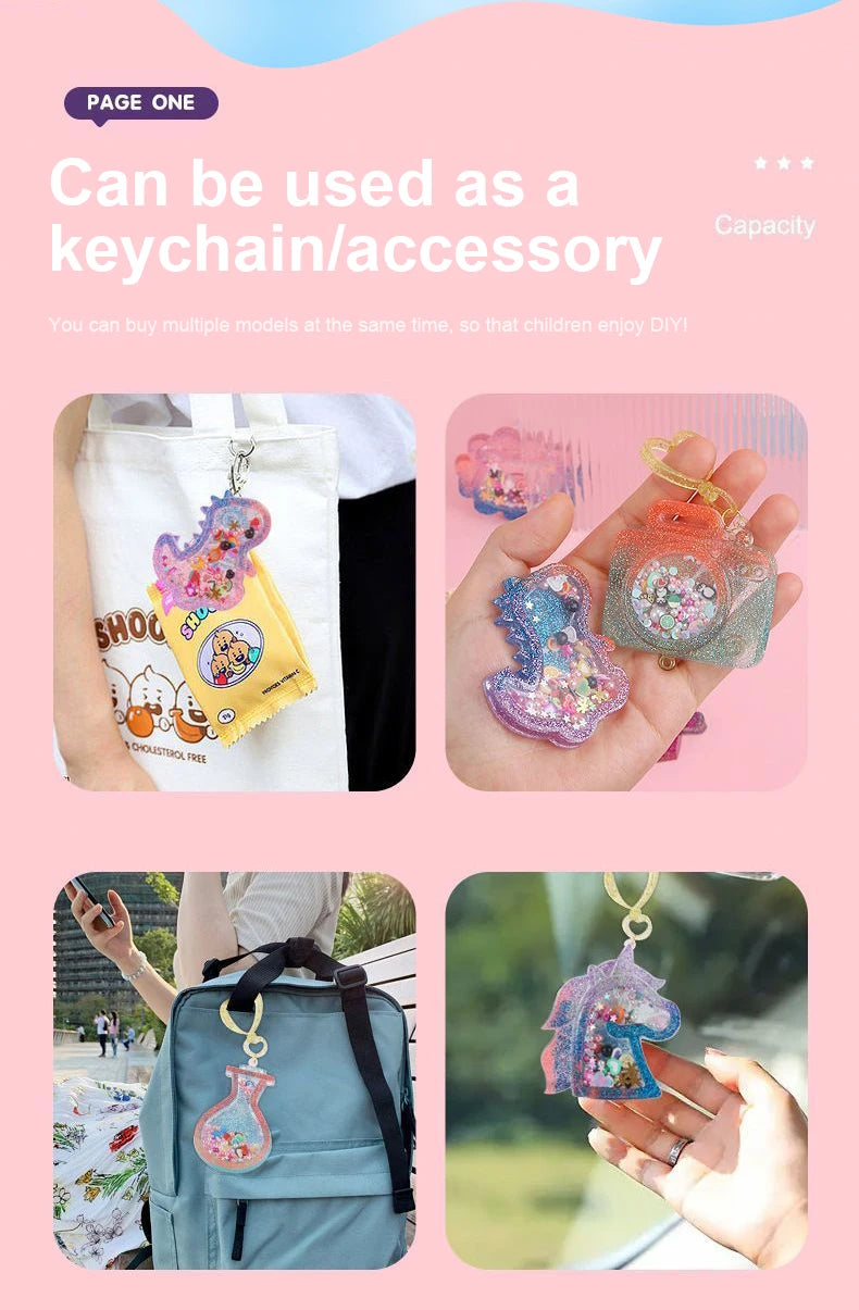 Kids DIY Crystal Glue Key chain Art Craft Set for Girls birthday Gift
