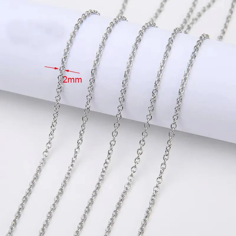 2m Stainless Steel Chains – Gold Color Ball Bead & Cuban Link Chain Bulk for DIY Necklace and Bracelet Making