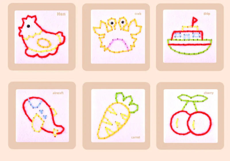 Montessori Non-woven Fabric Lacing Toys for Toddlers Kids Cartoon Animal Sewing Kit Fine Motor Skill Busy Board DIY Art Craft
