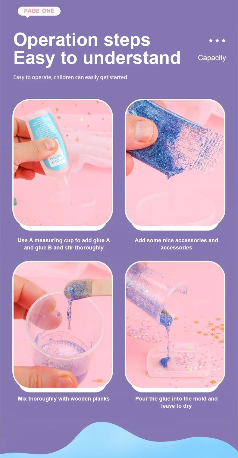 Kids DIY Crystal Glue Key chain Art Craft Set for Girls birthday Gift