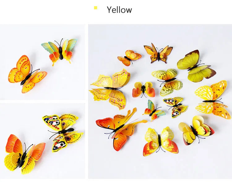 12pcs 3D Double Layer Butterfly Wall Stickers – DIY Magnetic Wall Art for Living Room, Kids Room & Wedding Decor